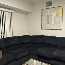 Navy blue section couch