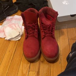 Red Timberland Boots 9.5