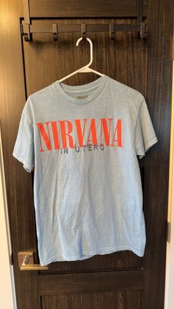 NIRVANA In Utero Angel Graphic T-Shirt Blue Size M 0404