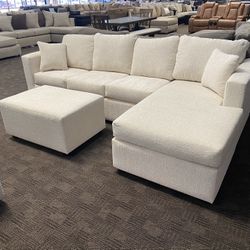 New White Beige Sectional Sofa 