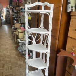 Bamboo Rattan Wicker Corner Shelf Plant Stand 