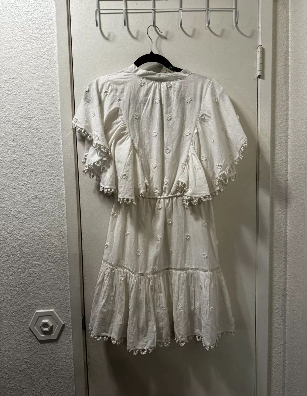 anthropologie white beaded flower dress Vintage Hand-Beaded Column Gown - S/M