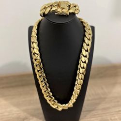 20mm Miami Cuban Link Premium Quality Gold Plated Heavy Chain Necklace 18k & 14k