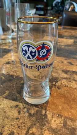 Hacker-Pschorr Beer Glass Gold Rim Made in Germany New Condition Glass