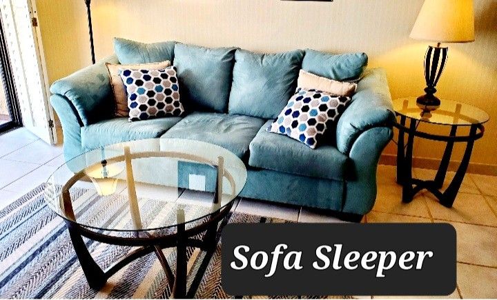 Sofa Sleeper, Recliner, Coffee And End Table