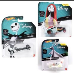 Hot Wheels x Disney Nightmare Before Christmas Character Cars Set Of 3. Jack Skelllington. Sally. Zero New On Card