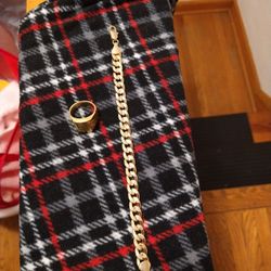 18k Gold Plated Bracelet And Ring $100
