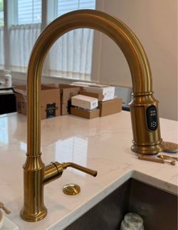 Gold Pull-Down Kitchen Faucet