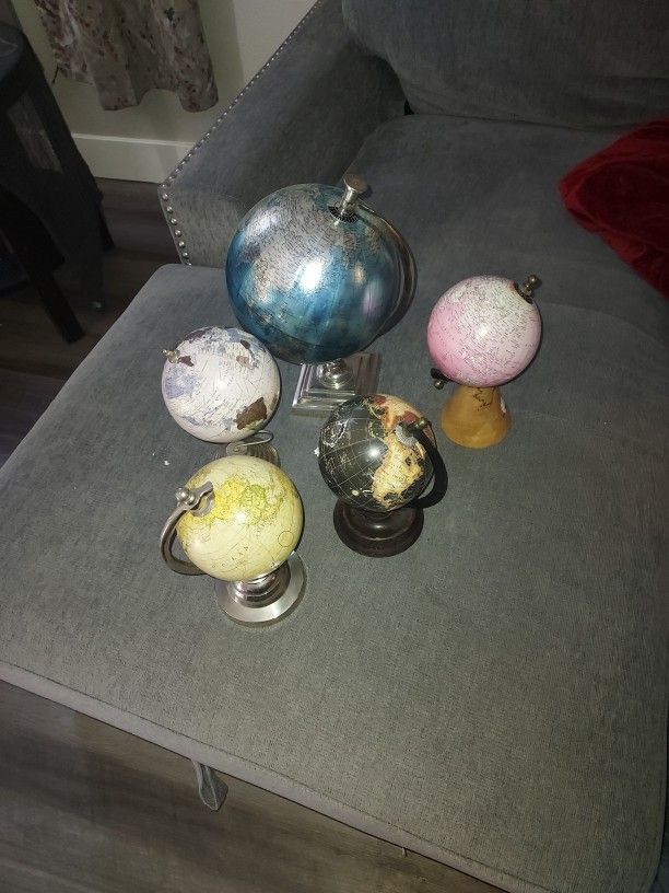 Five Vintage Globes