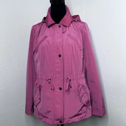 Charter Club Jacket Women’s Hooded Anorak Full Zip Pink Water Resistant Sz: PS
