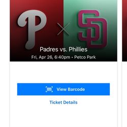 Padres Vs Phillies FRIDAY (4/26)