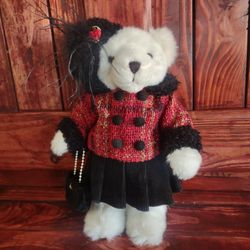 White Bear With Red Plaid Jacket And Skirt