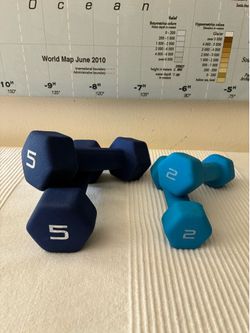 Two sets of Blue Dumbbells