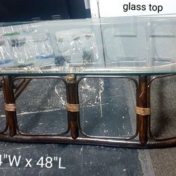 Rattan Coffee Table With Glass Top / Bamboo Glass Top Coffee Table