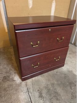 Cherry Wood 2-Drawer Filing Cabinet