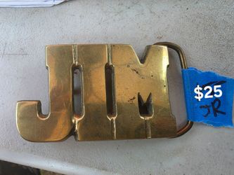 VINTAGE JIM BELT Buckle Solid Brass "Jim" Men's Buckle Collectible Estate Memorabilia