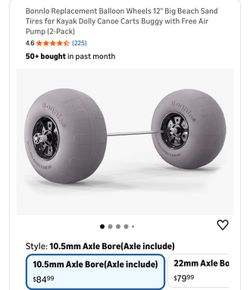 Bonnlo Replacement Balloon Wheels 12" Big Beach Sand Tires for Kayak Dolly Canoe Carts Buggy with Free Air Pump (2-Pack)