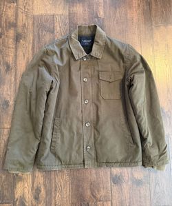 Velvet by Graham & Spencer Men's S Small Green Olive Button-Down Twill Sherpa Lined Coat Jacket