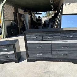 Dresser with Mirror and Nightstand 