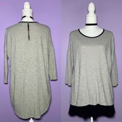 Forever 21 Grey Leather Trim Tunic Top