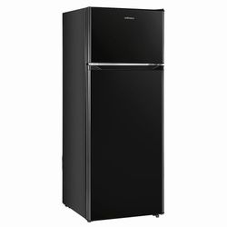 7.7 Cu.Ft. Refrigerator with Freezer, Double Door Fridge, Adjustable Thermostat, Large Capacity, Reversible Door Swing, Refrigerator for Apartment, Of