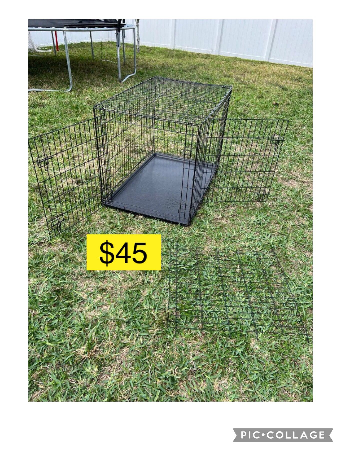 Double Door Metal Wire Dog J with Leak-Proof Pan，42 inch, kennel, dog or cat house,  “A Little Broken”