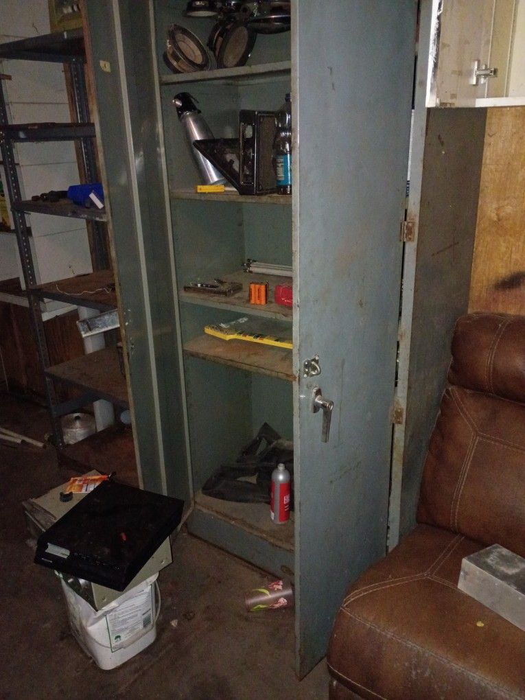 Metal Cabinet 5 Shelves Locks Sturdy