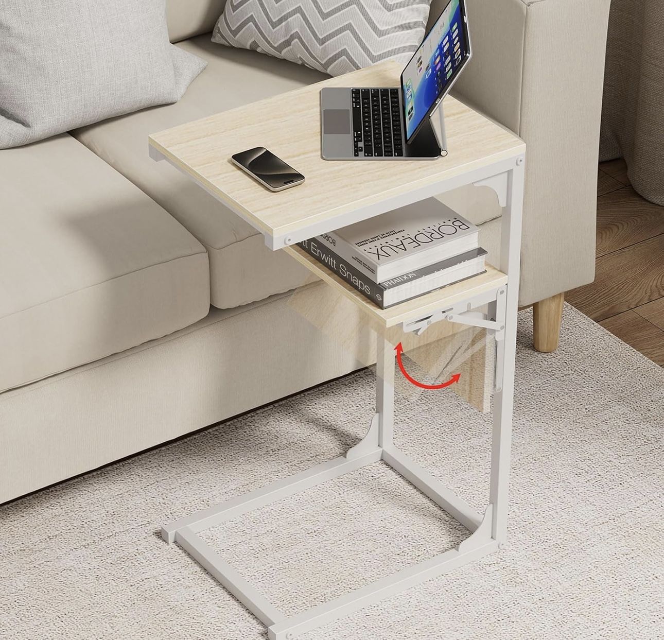 New Metal E Shaped Folding Tv Tray End Table, Metal Corner Couch