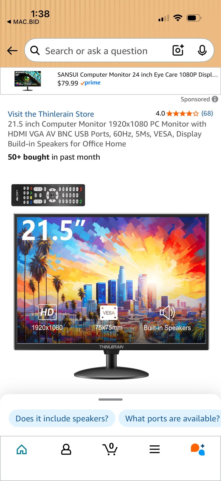 Computer Monitor 21-5inch 