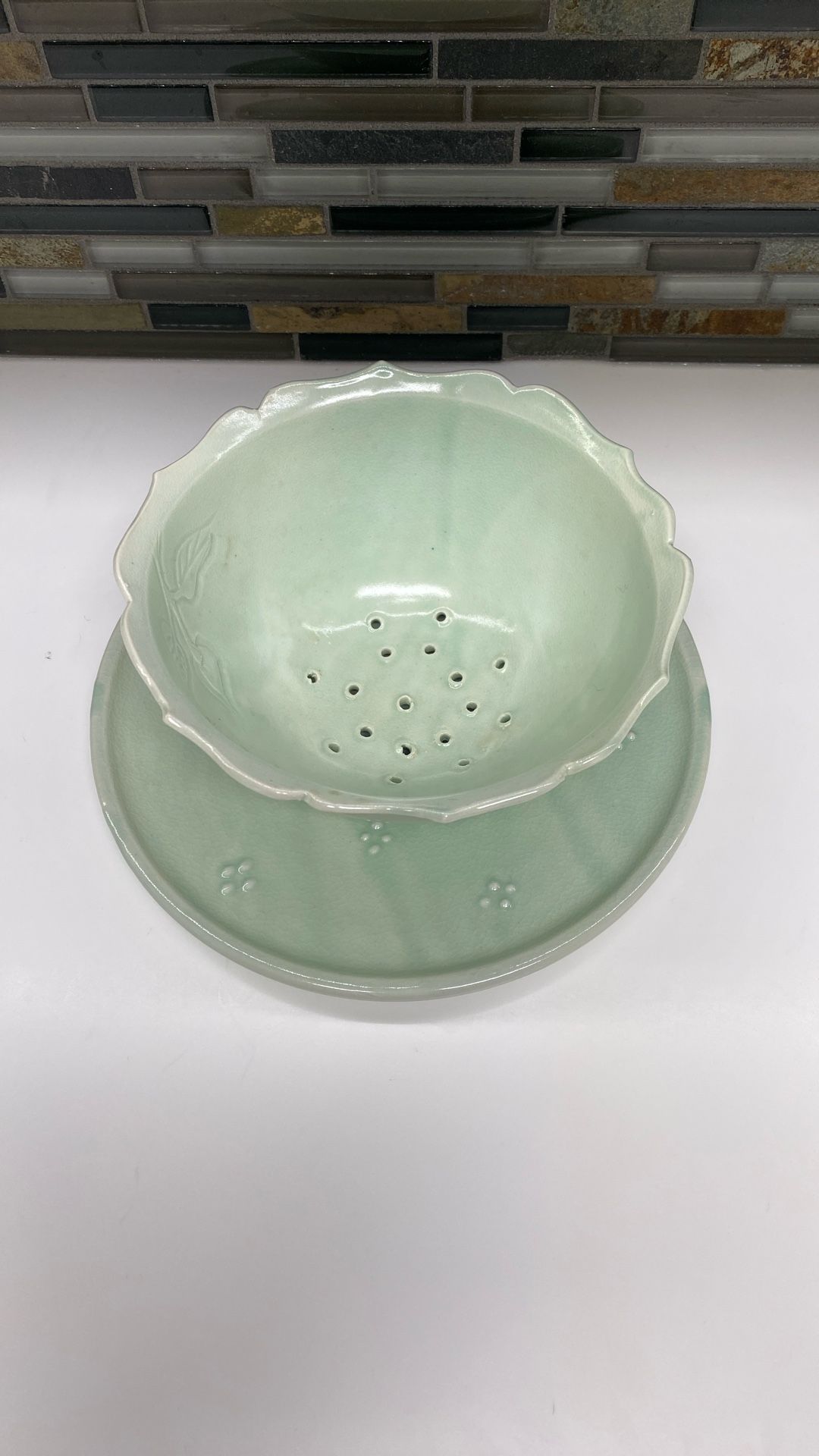 Pottery Berry Bowl And Plate