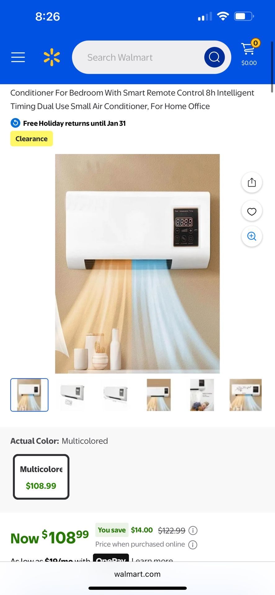 Wall mounted AC/Heater brand new