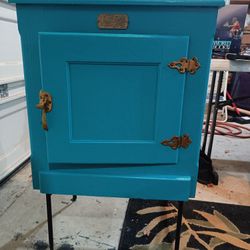 Blue White Clad End Table