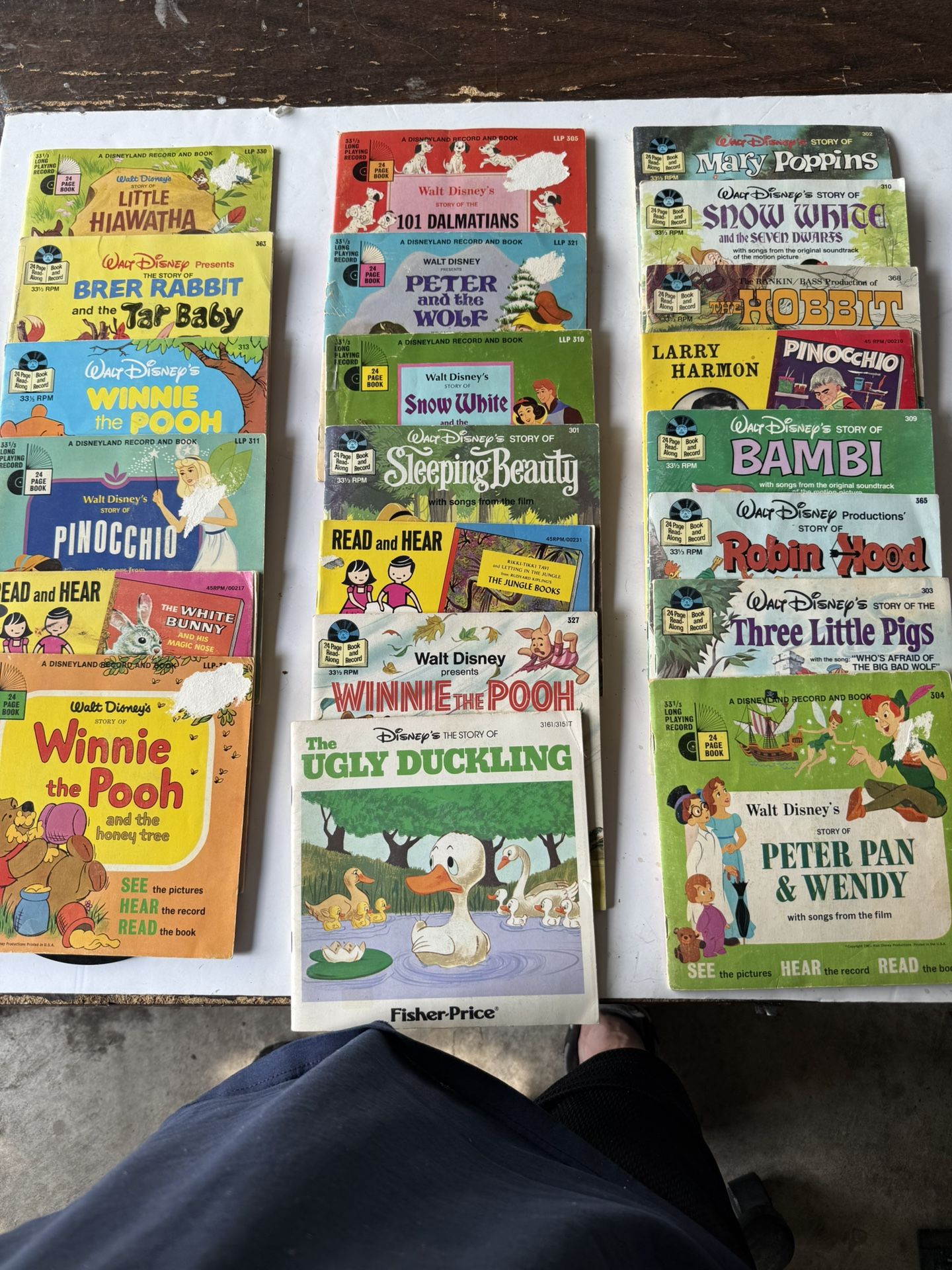 Walt Disney Vinyl Records & Story Book 1970s 33 1/2 RPM Albums Vintage LPs Lot of 20