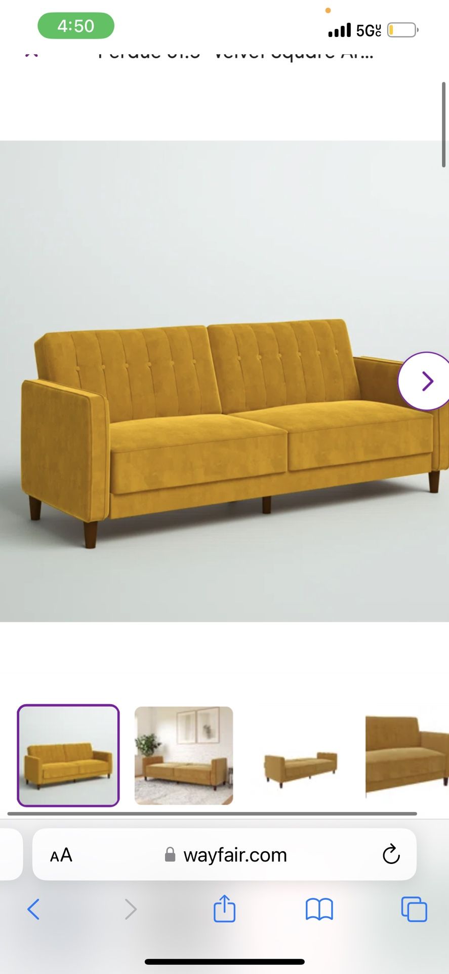 Yellow Used Futon