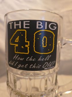 Funny 40th Birthday Giant Beer Mug / Glass Stein (32 oz) - Great Gag Gift!