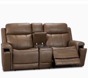 City Furniture Brown microfiber  Reclining Loveseat with Console