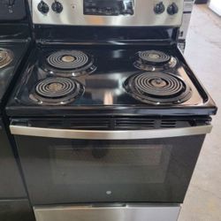GE Electric Stove with Coil Burners, Self Clean 