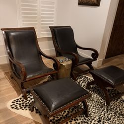 Plantation Style Chair and Ottoman. (set 2)