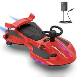 2V Electric Wiggle Car with Pedal for Kids, Rechargeable 2 in 1 Swing Car, Drifting Ride On Toys wit