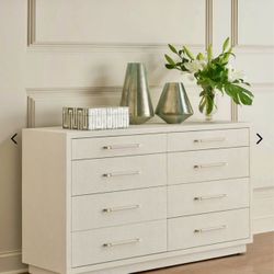 Interlude Home Taylor White Linen Dresser Chest