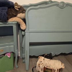 2 Twin XL BED FRAMES AND MATTRESSES ONE NIGHT STAND
