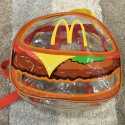 McDonald's Burger Clear Plastic Backpack Small Adjustable Strap 2005 Toys R Us