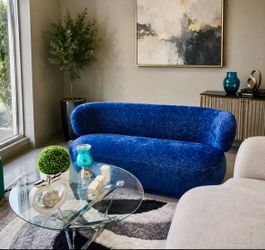NEW LOVESEAT BLUE VELVET 70x36