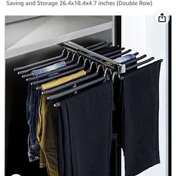 SIGOEI Pull Out Pants Rack 18 Arm Suit Pants Rack Wardrobe Pull Out Pants Rack Clothes Organizer for Space Saving and Storage 26.4x18.4x4.7 inches (Do