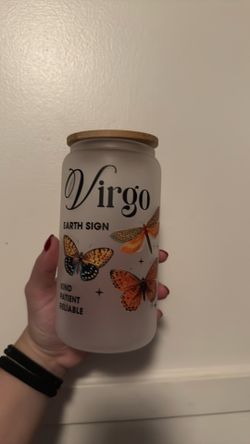Glass Cup- Virgo inspired with butterflies