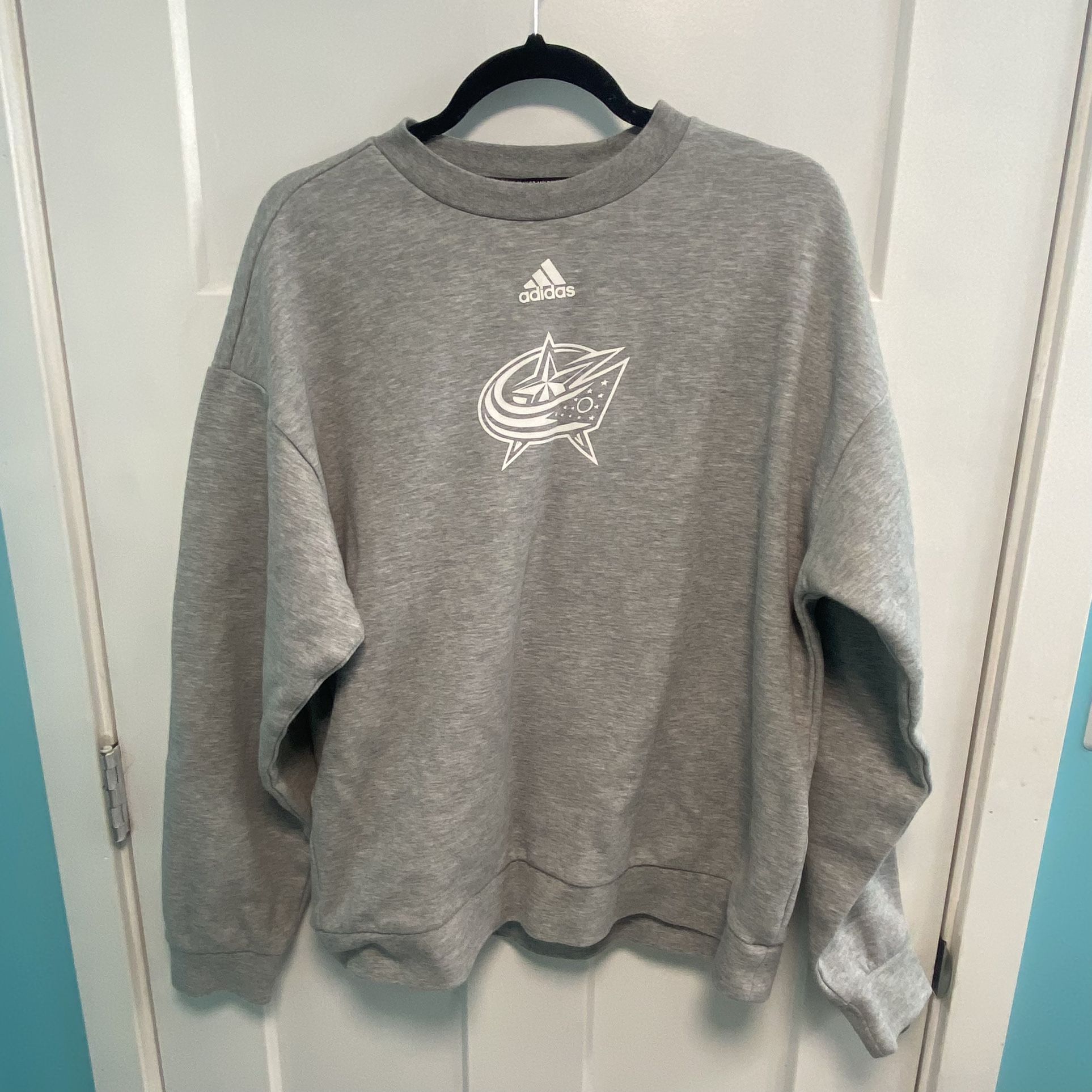 Women’s Adidas Heather Gray Columbus Blue Jackets Crew neck Sweater