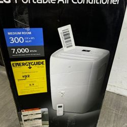 LG 7,000 BTU (12,000 BTU ASHRAE) 115V Portable Air Conditioner Cools 300 Sq. Ft. with Dehumidifier in White