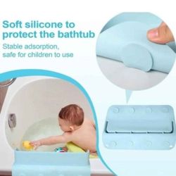NEW! Bathtub Splash Guard Shelf, Soft Silicone Tub Topper (GREY ONLY) (out of box) 18" long