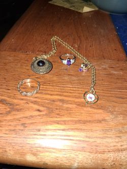 Necklace 2 An Earing And A Buttonrings 