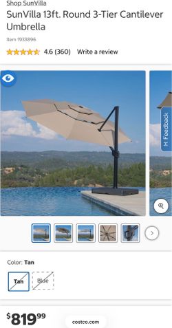 SunVilla 13ft. Round 3-Tier Cantilever Umbrella